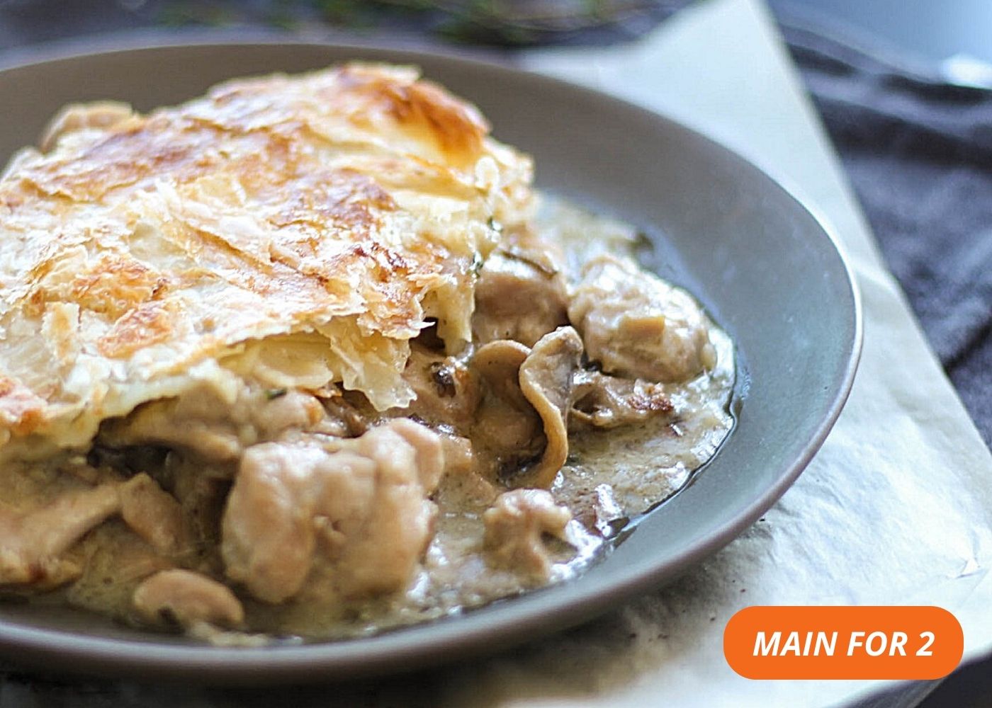 Chicken + mushroom pie