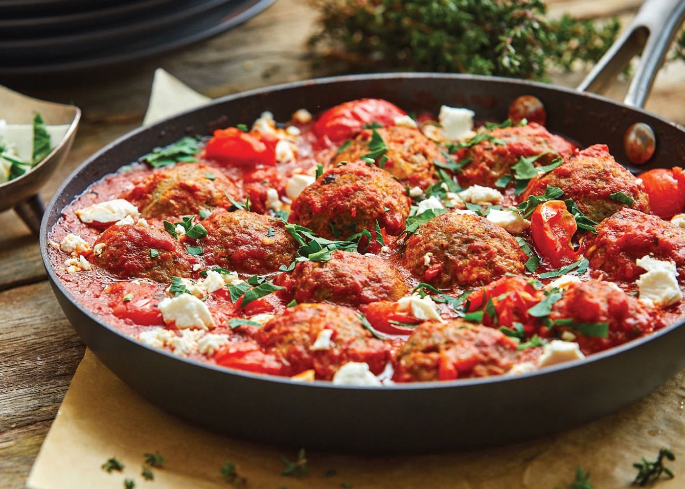 Beef, mint + fetta meatballs - serves 4