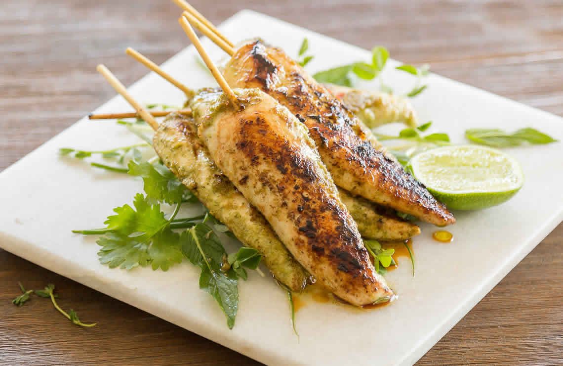 Chilli, lime +  lemongrass chicken skewers - RAW 8 pack