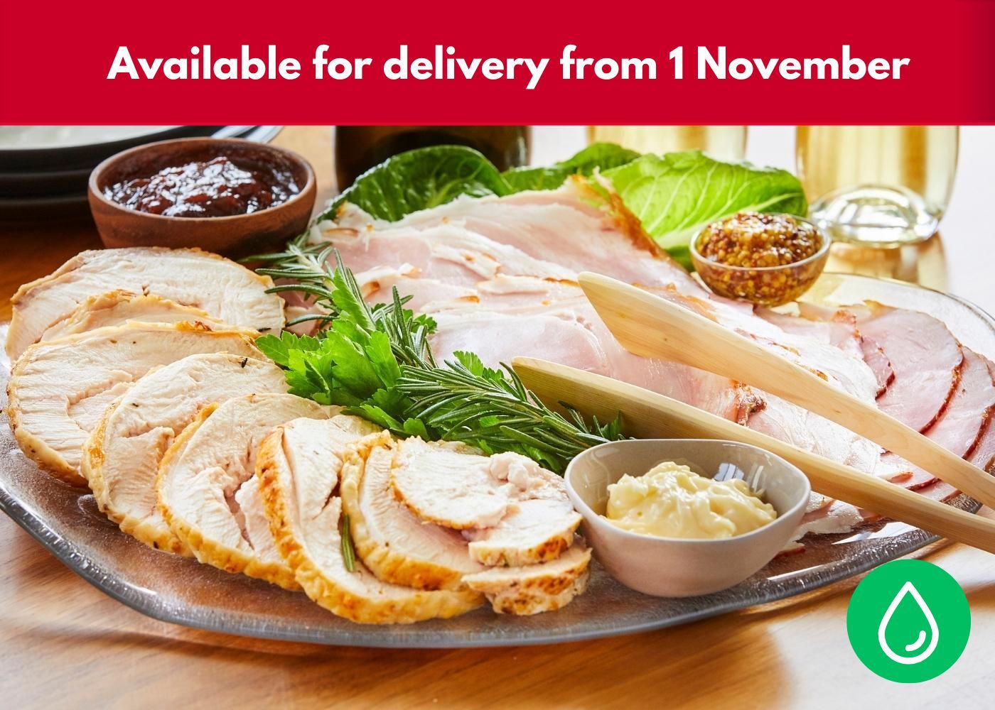Ham, Turkey, Pork Platter -  6 serves FRESH