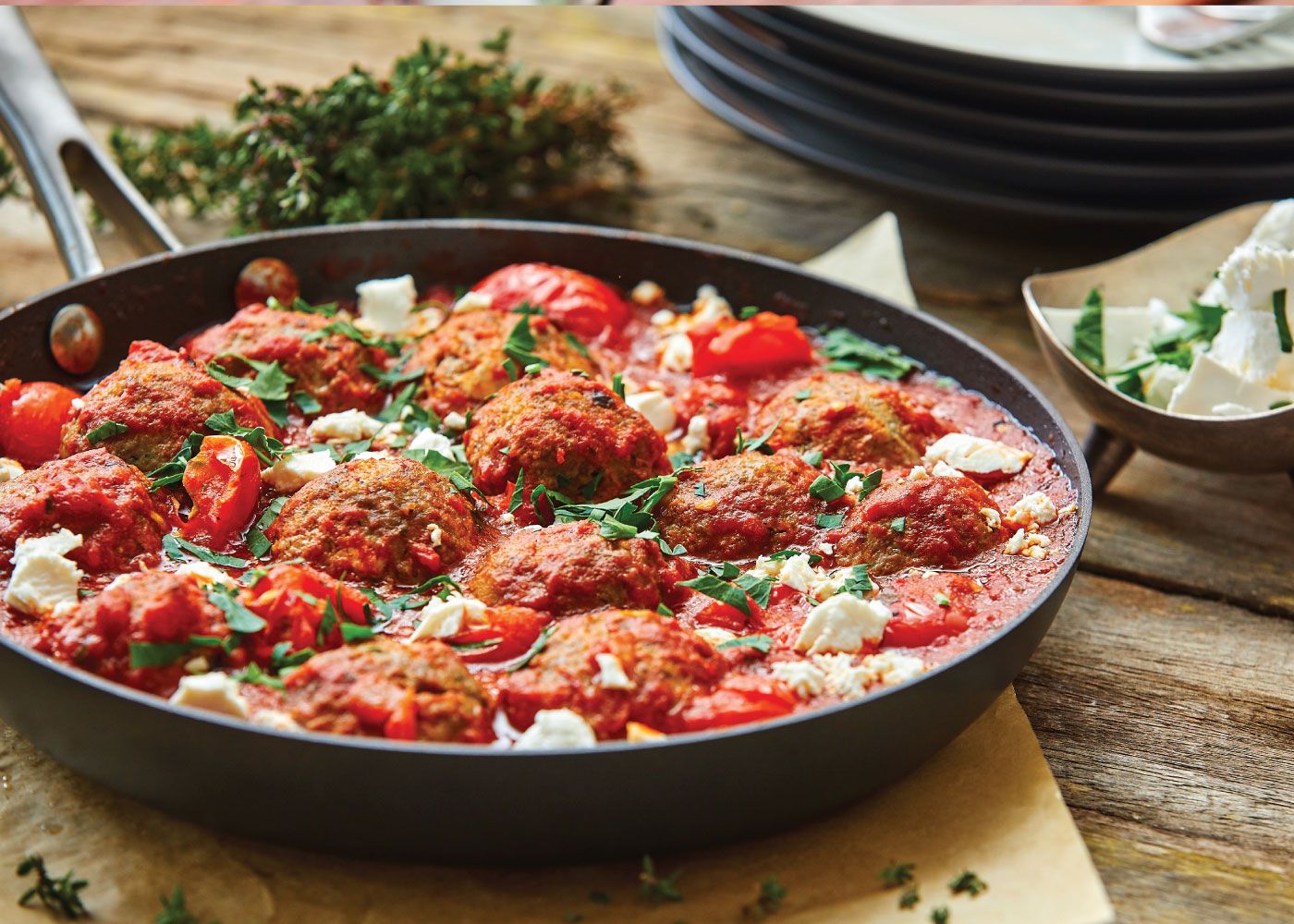 Beef, mint + fetta meatballs - serves 4-6