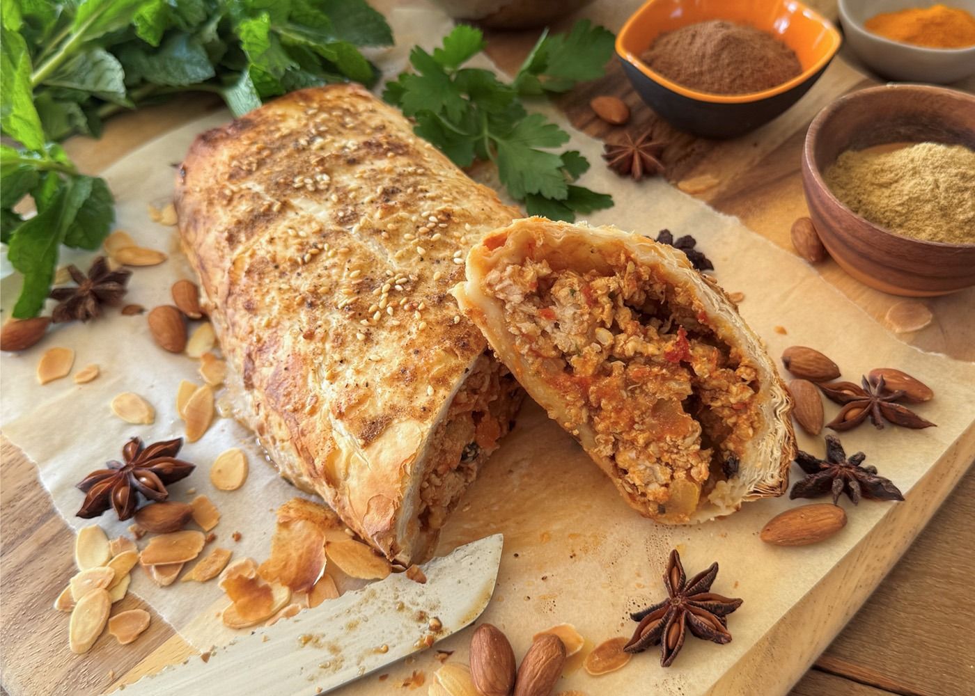 Moroccan chicken filo - 2 serves