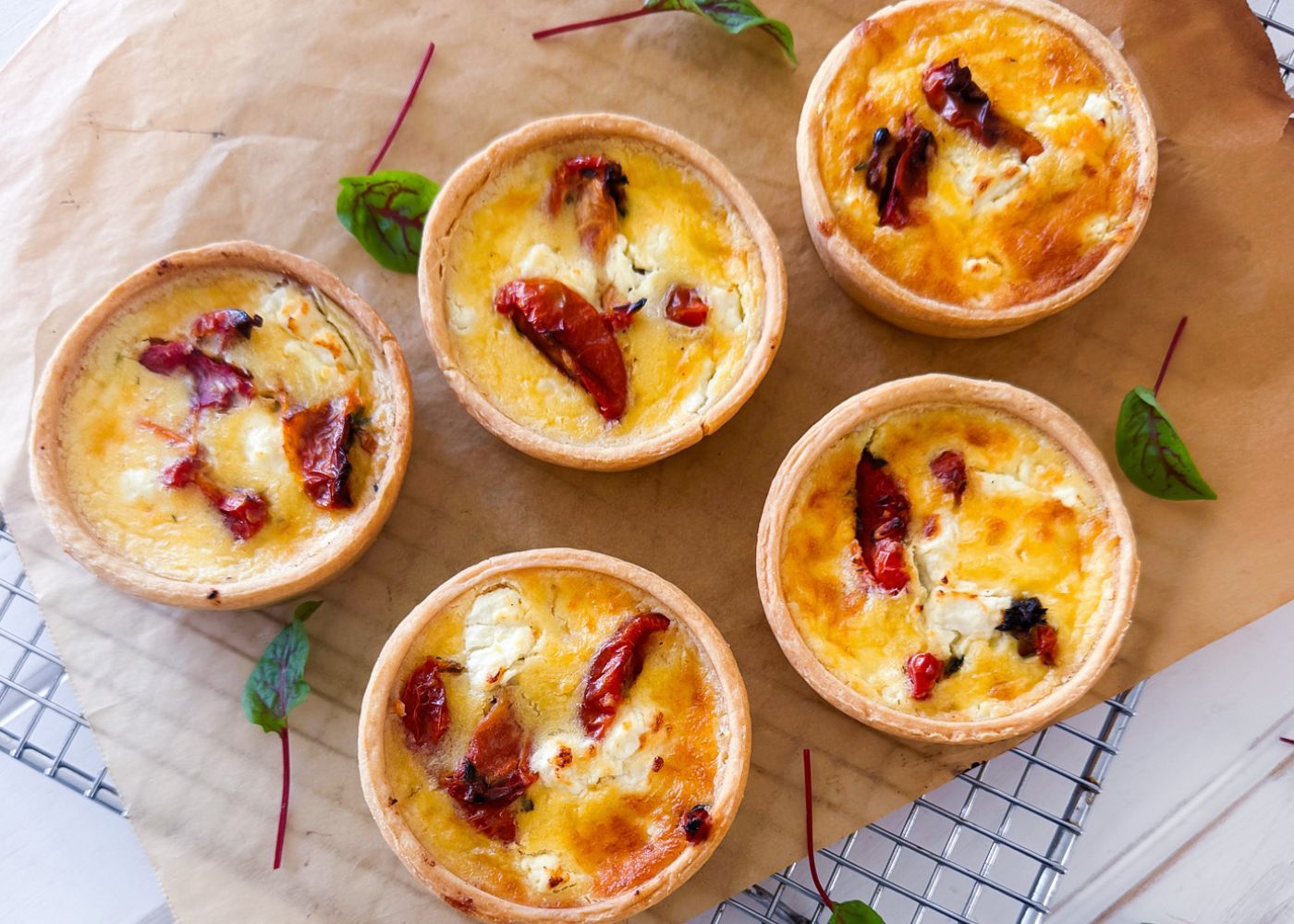 Tomato + goats cheese tarts  - serves 5