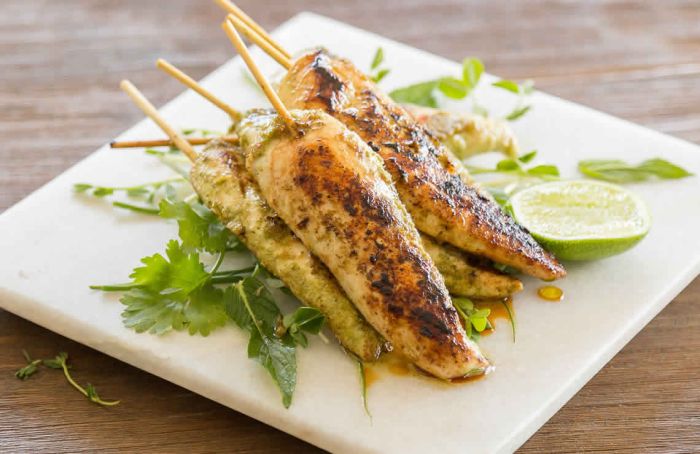 Chilli, lime +  lemongrass chicken skewers - RAW 8 pack