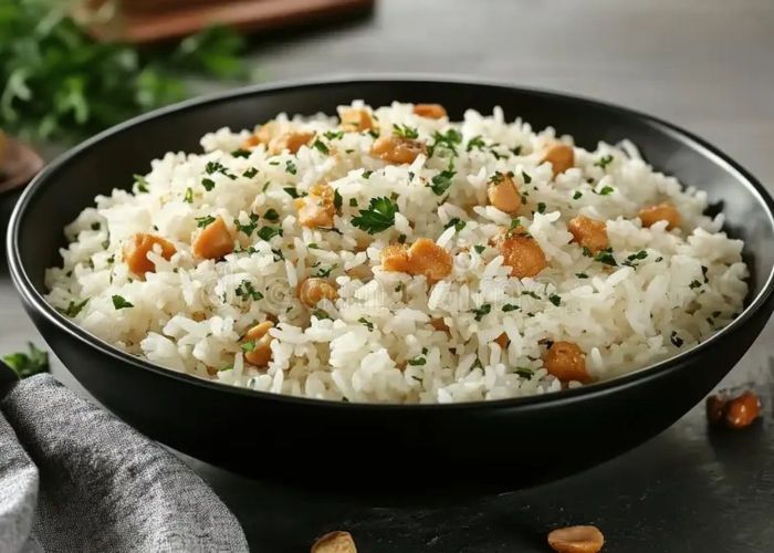 Coconut + peanut rice